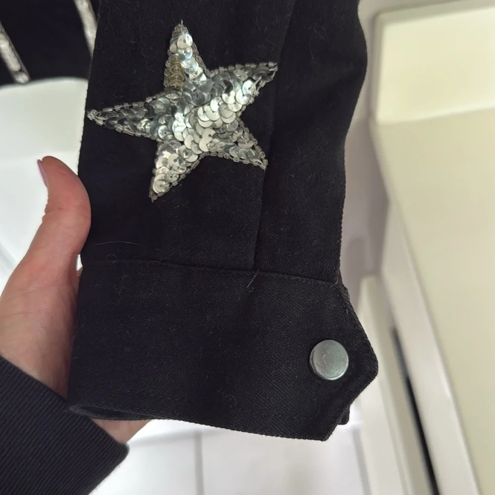 Vintage Modi Beaded Sequin Star Denim Cotton Jacket - Picture 10 of 14